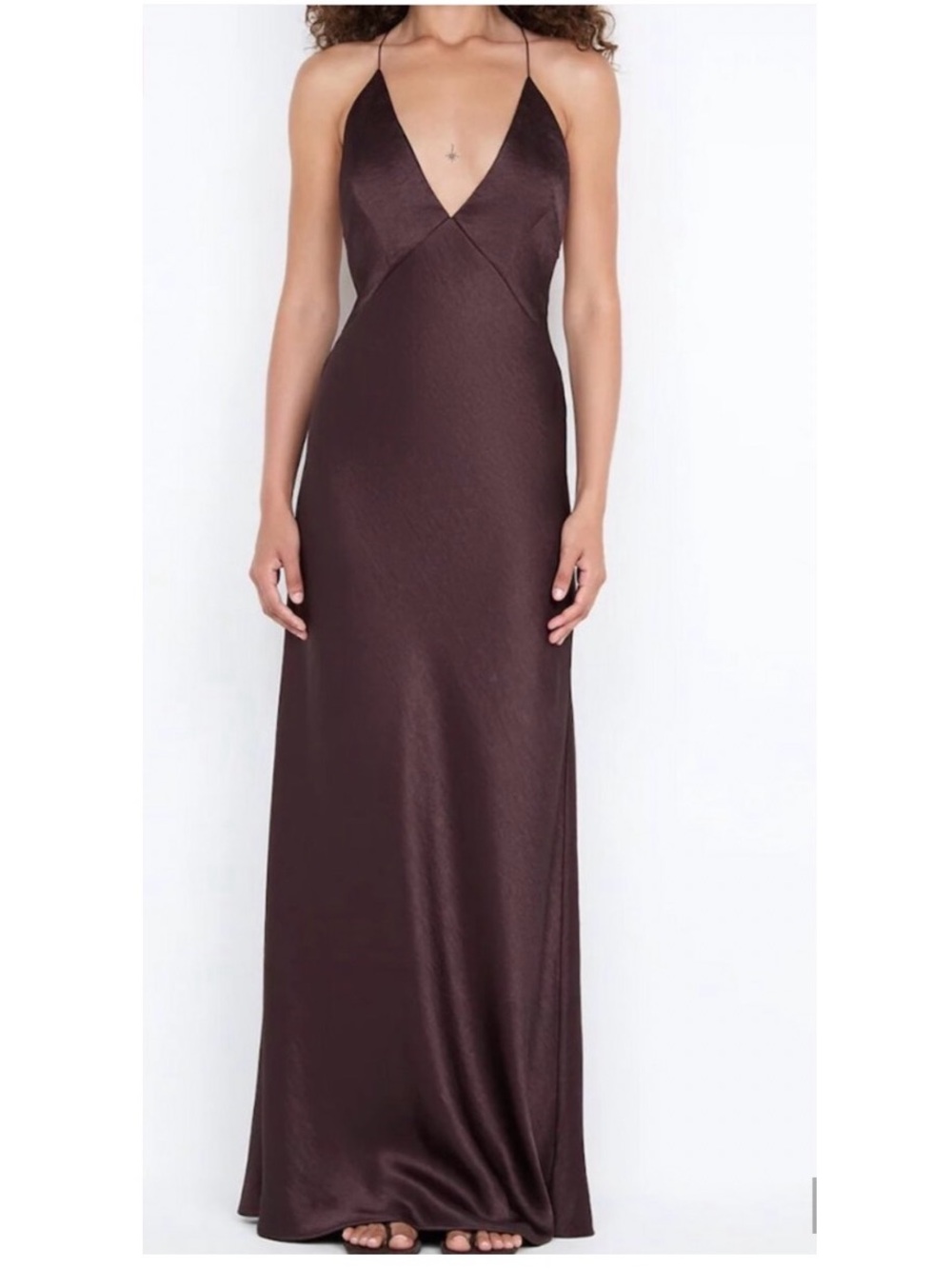 Bec & Bridge Chocolate Brown Satin Slip Maxi Dress